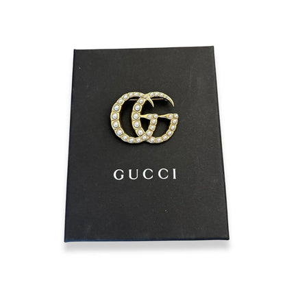 GUCCI PEARLS DOUBLE G BROOCH