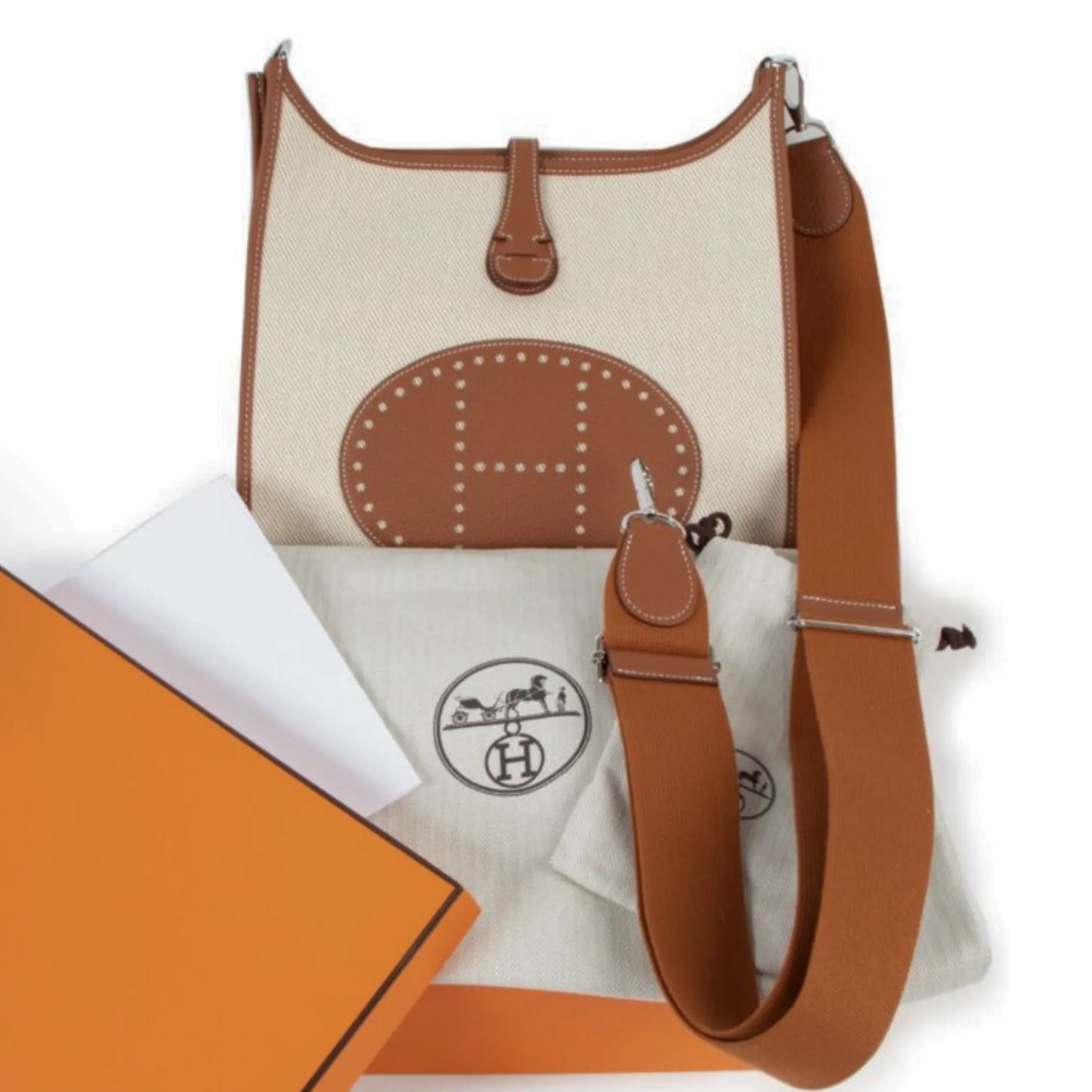 HERMÈS EVELYNE III 29 TOILE ECRU-BEIGE GOLD CANVAS