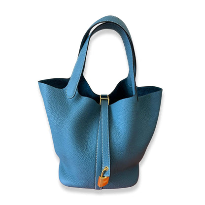 HERMÈS PICOTIN 22 BLEU JEAN BAG