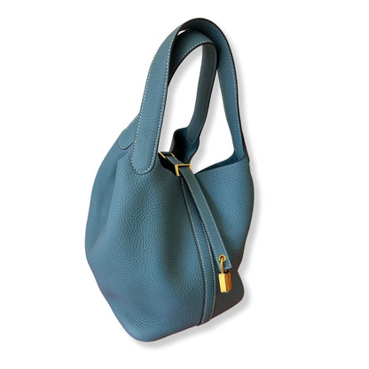 HERMÈS PICOTIN 22 BLEU JEAN BAG
