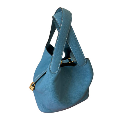 HERMÈS PICOTIN 22 BLEU JEAN BAG