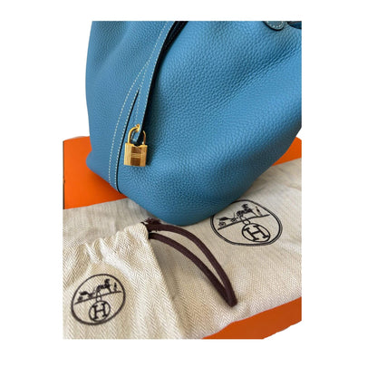 HERMÈS PICOTIN 22 BLEU JEAN BAG