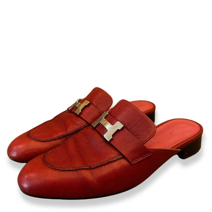 MOCASINES DE PIEL ROJA DE HERMÈS
