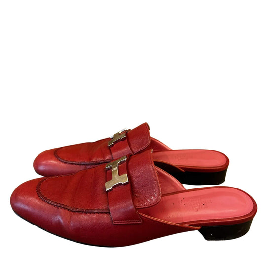 MOCASINES DE PIEL ROJA DE HERMÈS