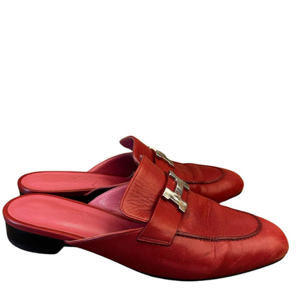 MOCASINES DE PIEL ROJA DE HERMÈS