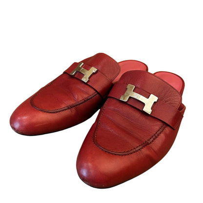 MOCASINES DE PIEL ROJA DE HERMÈS