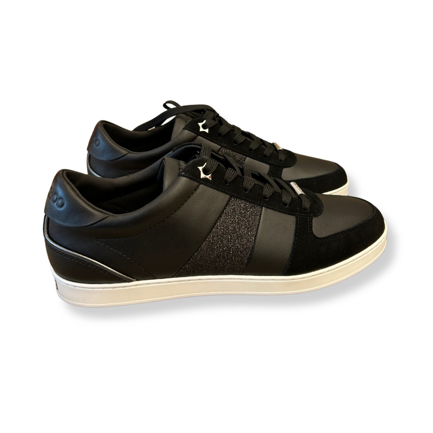 JIMMY CHOO BLACK GLITTER SNEAKERS