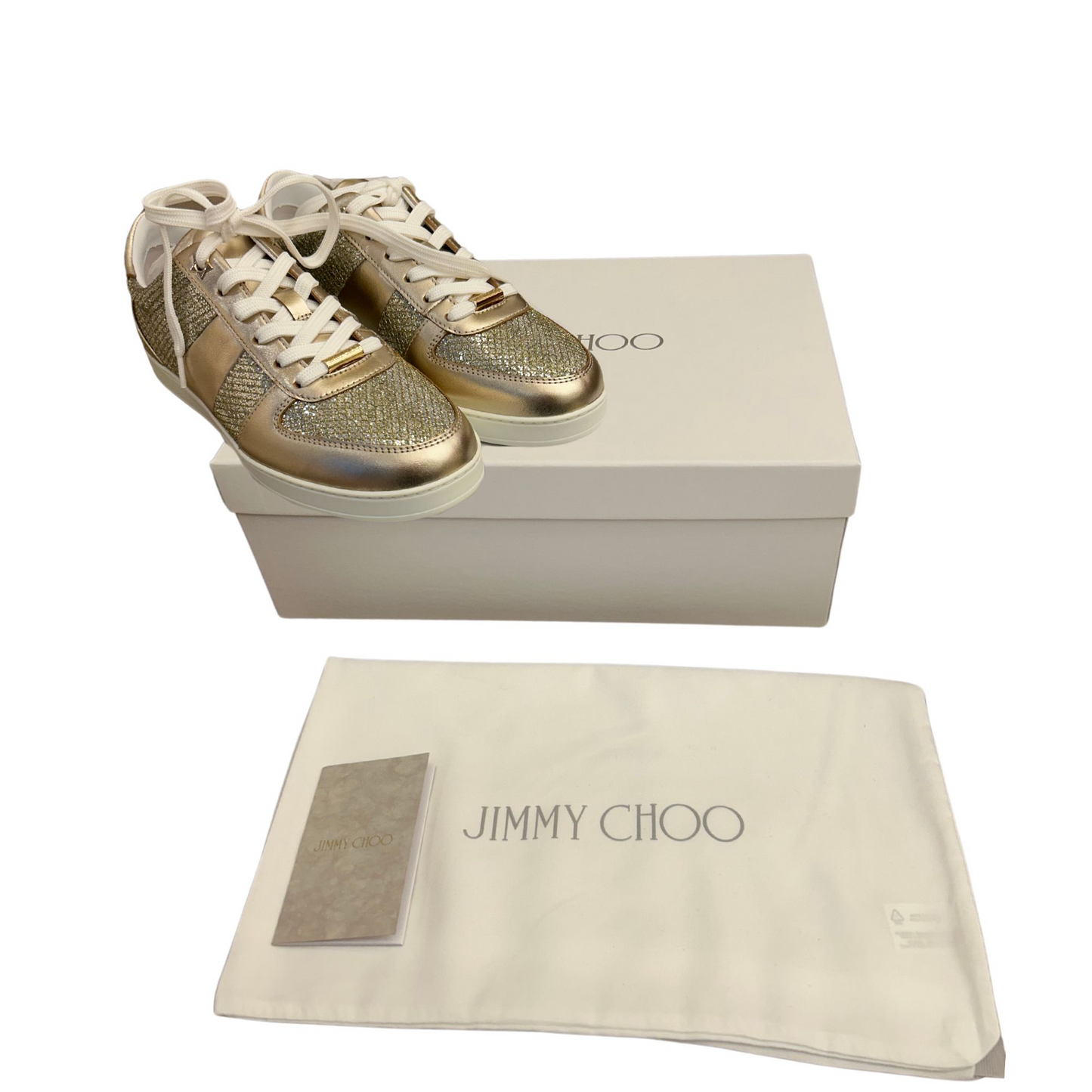 JIMMY CHOO CHAMPAGNE GLITTER SNEAKERS