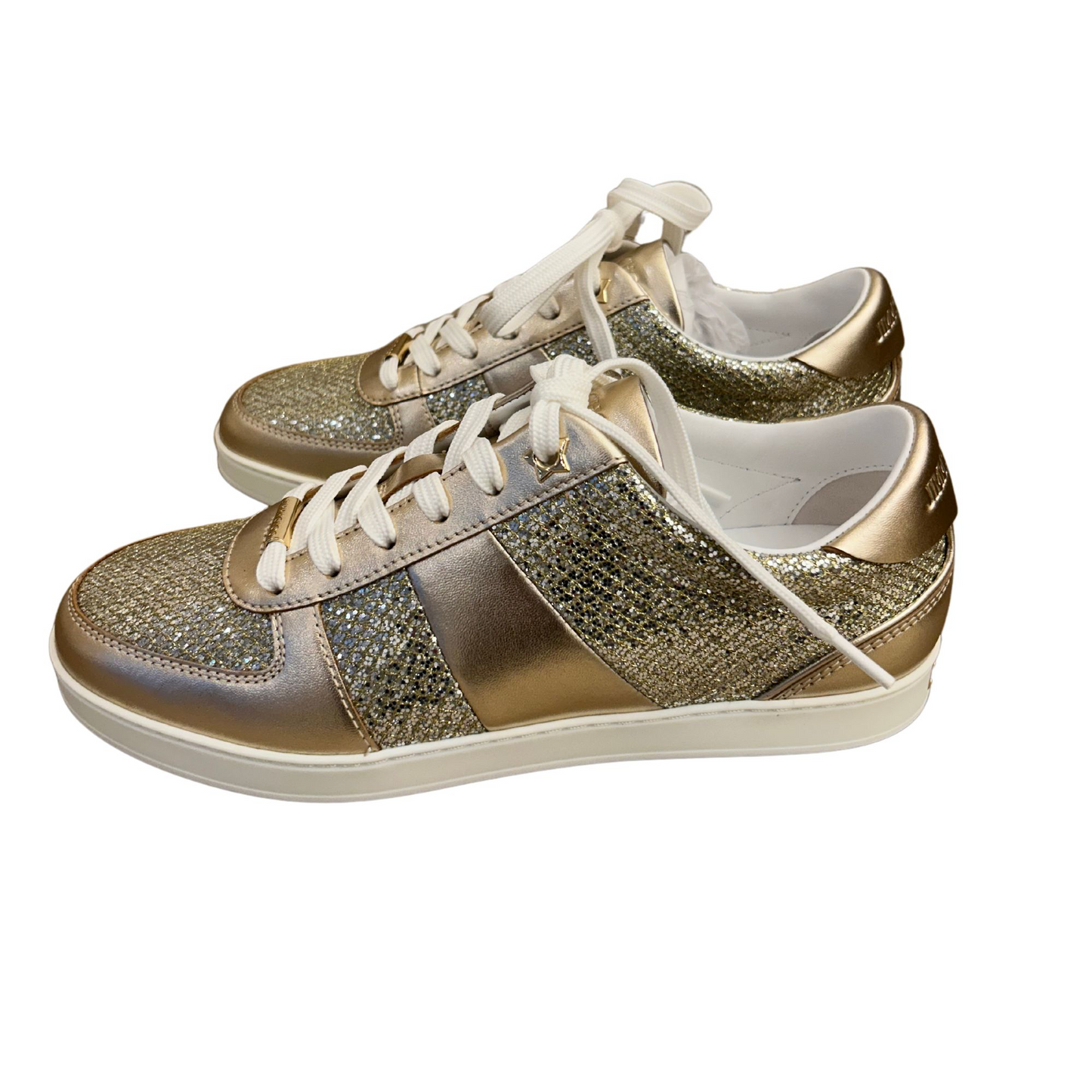 JIMMY CHOO CHAMPAGNE GLITTER SNEAKERS