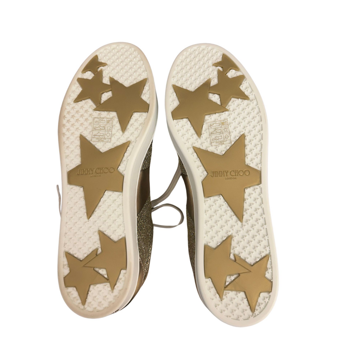JIMMY CHOO CHAMPAGNE GLITTER SNEAKERS