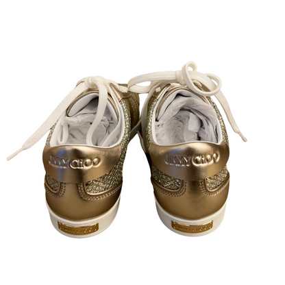JIMMY CHOO CHAMPAGNE GLITTER SNEAKERS