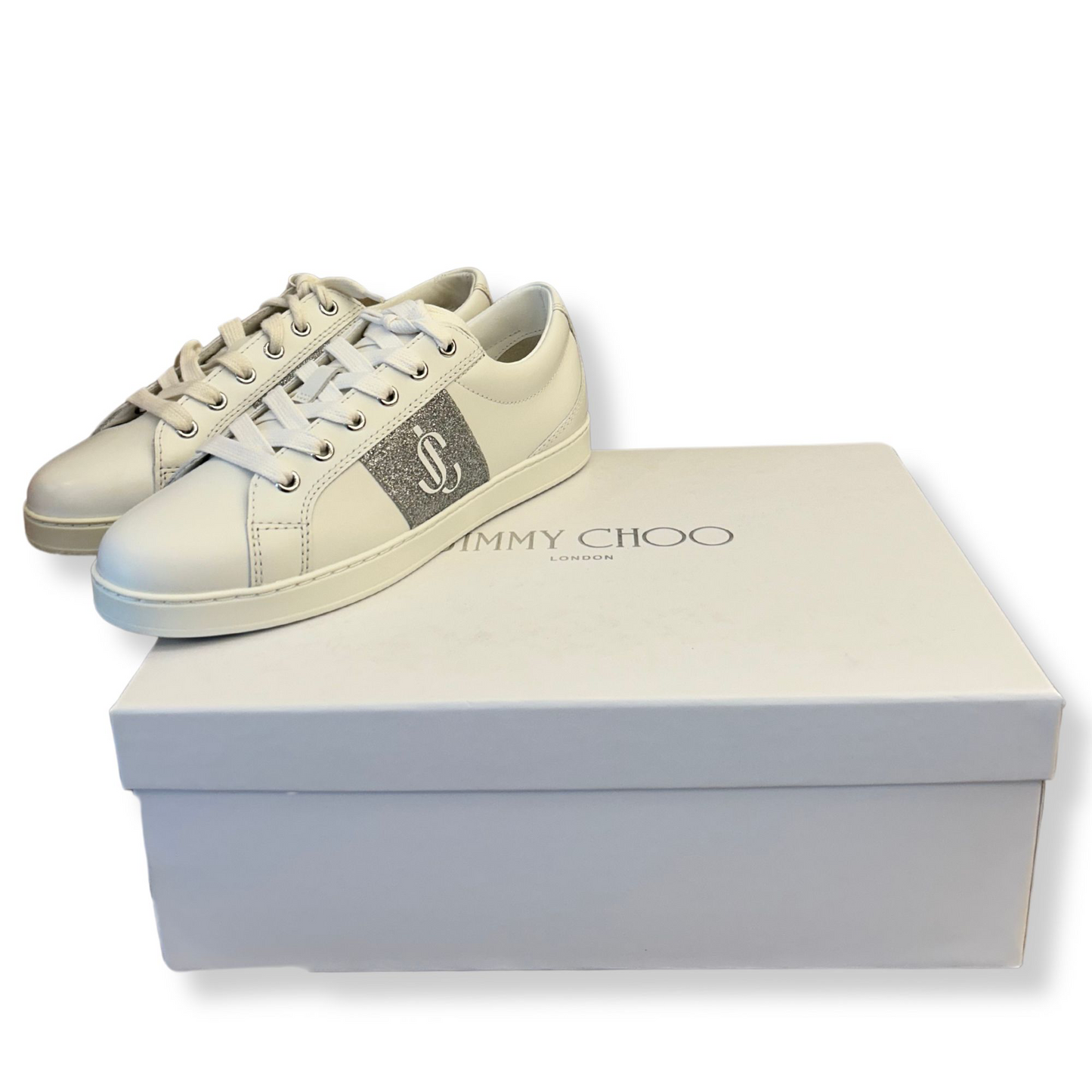 JIMMY CHOO WHITE AND BLACK SNEAKERS