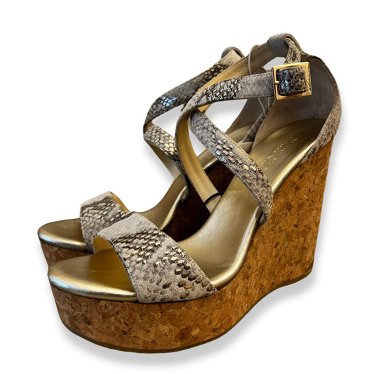 JIMMY CHOO METALLIC SNAKE PRINTED WEDGES