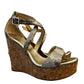 JIMMY CHOO METALLIC SNAKE PRINTED WEDGES