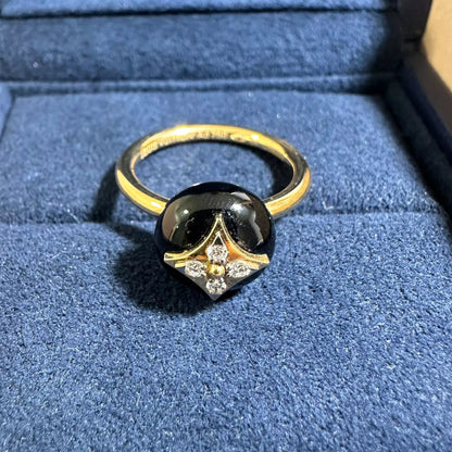 ANILLO LV FLOR DE COLOR NEGRO