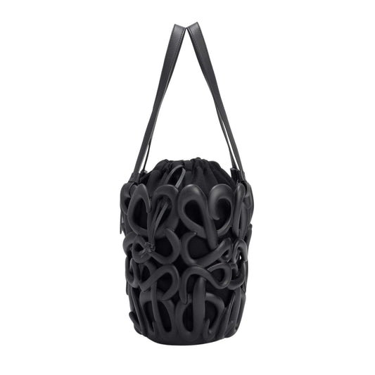LOEWE BLACK ANAGRAM INFLATED BASKET BAG