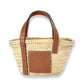 LOEWE SMALL BASKET BAG IN PALM LEAF AND CALFSKIN