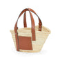 LOEWE SMALL BASKET BAG IN PALM LEAF AND CALFSKIN