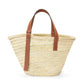 LOEWE BASKET BAG IN PALM LEAF AND CALFSKIN