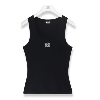 LOEWE BLACK COTTON ANAGRAM TANK-TOP