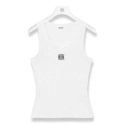 LOEWE WHITE COTTON ANAGRAM TANK-TOP