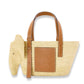 LOEWE ELEPHANT BASKET BAG IN RAFFIA AND CALFSKIN LEATHER