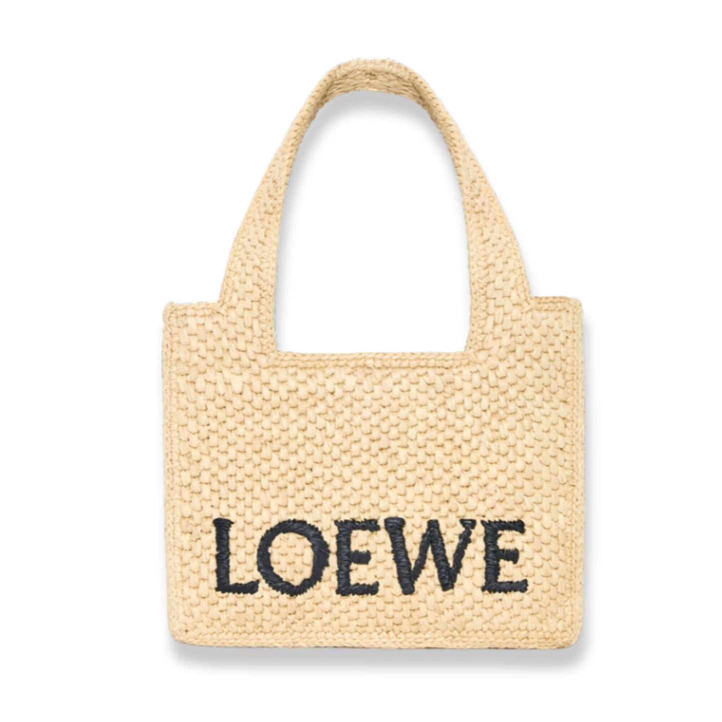 LOEWE NATURAL MINI FONT TOTE IN RAFFIA BAG