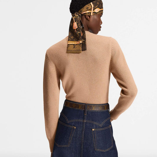 LOUIS VUITTON BEIGE CHAIN DETAIL PATCH SWEATER