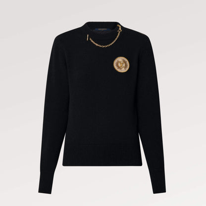 LOUIS VUITTON BLUE CHAIN DETAIL PATCH SWEATER