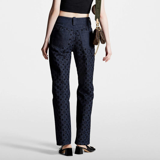 LOUIS VUITTON FLOCKED MONOGRAM JEANS