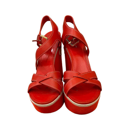 LOUIS VUITTON RED LEATHER ESPADRILLE