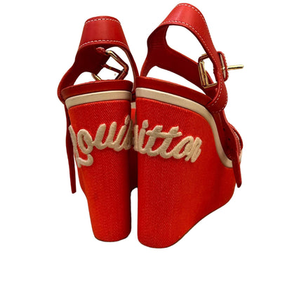 LOUIS VUITTON RED LEATHER ESPADRILLE