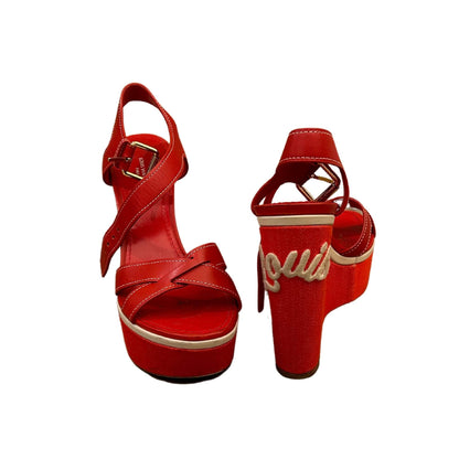 LOUIS VUITTON RED LEATHER ESPADRILLE