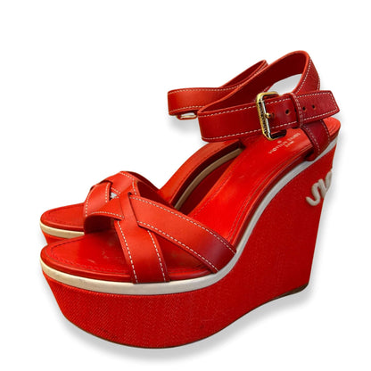 LOUIS VUITTON RED LEATHER ESPADRILLE