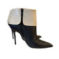 MANOLO BLAHNIK NAVY/CREAM ANKLE BOOTS