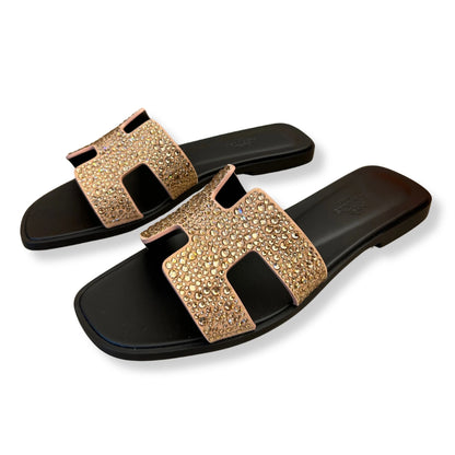 SANDALIAS HERMÈS ORAN STRASS NUDE