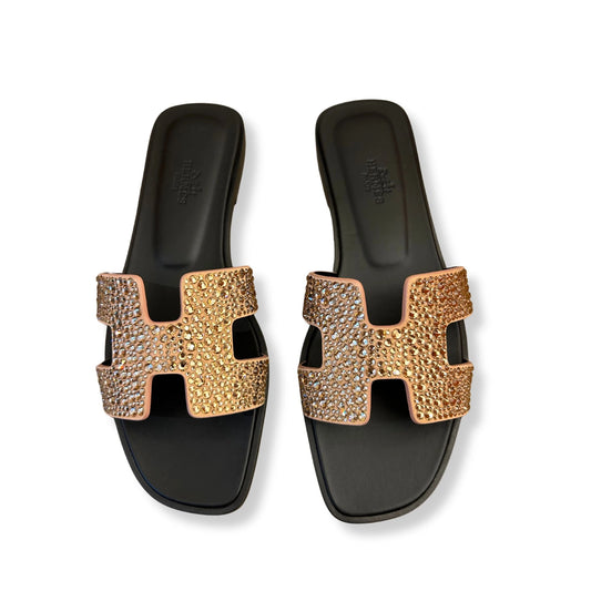 SANDALIAS HERMÈS ORAN STRASS NUDE