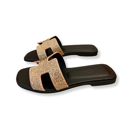 SANDALIAS HERMÈS ORAN STRASS NUDE