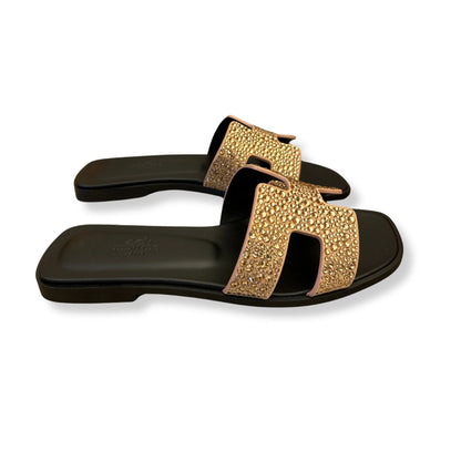SANDALIAS HERMÈS ORAN STRASS NUDE