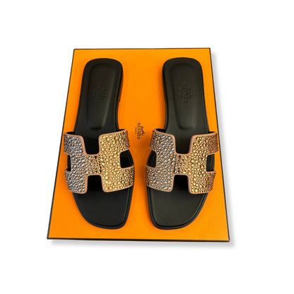 SANDALIAS HERMÈS ORAN STRASS NUDE