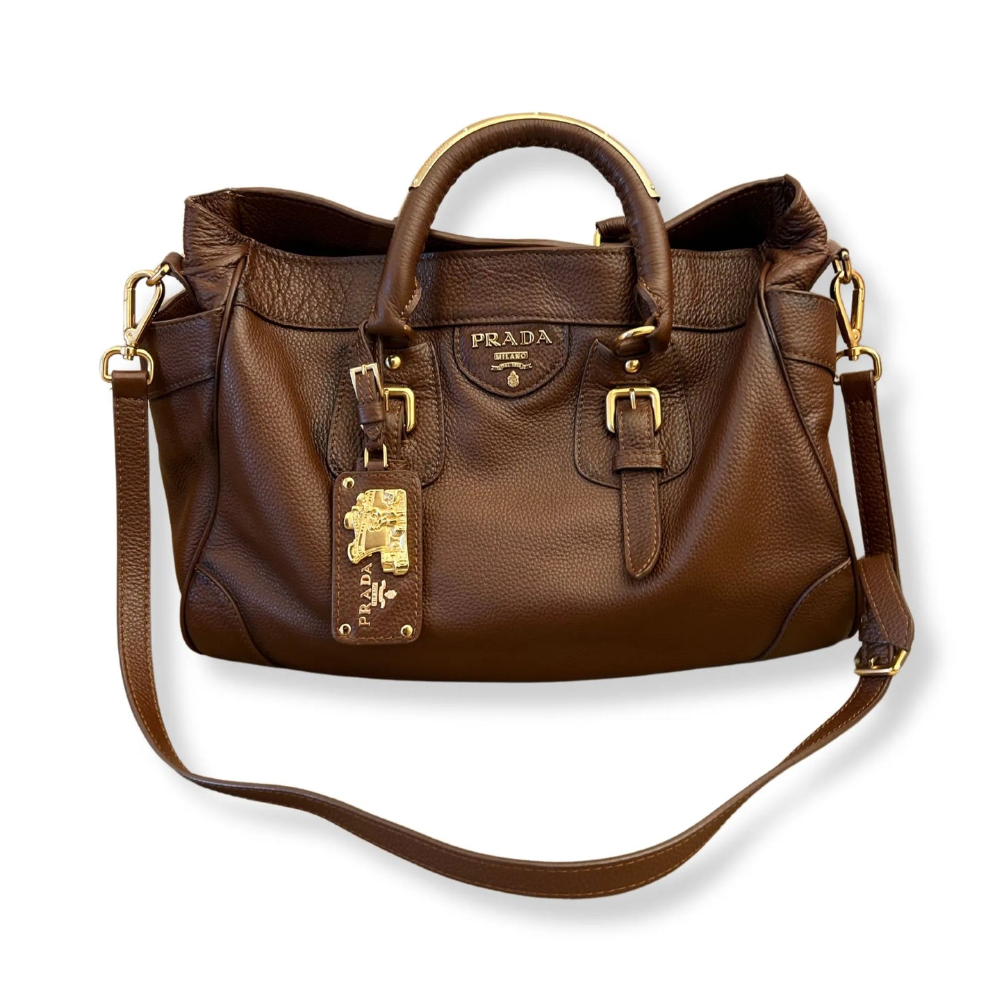 PRADA LEATHER BROWN BAG