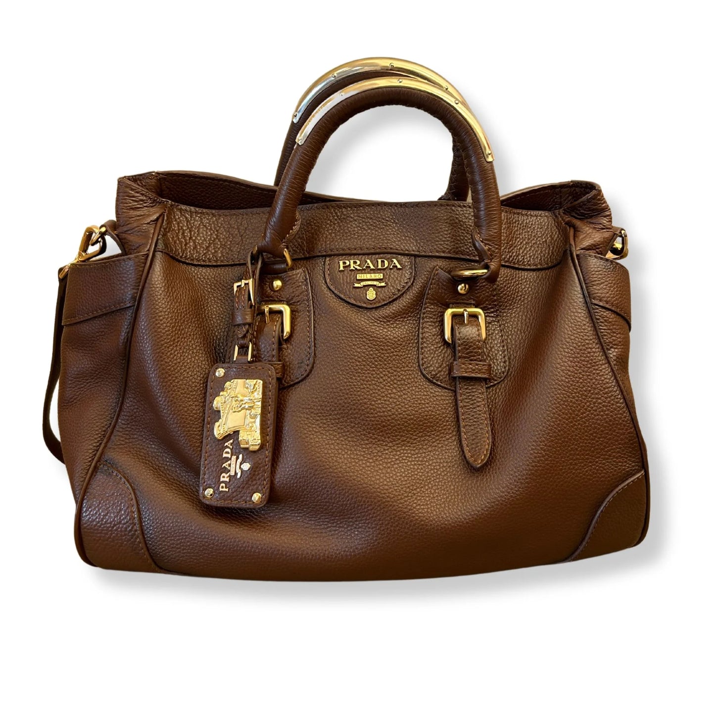 PRADA LEATHER BROWN BAG