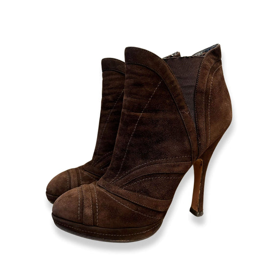 PRADA BROWN ANKLE BOOTS