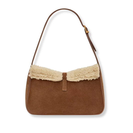 SAINT LAURENT LE 5 A 7 IN SUEDE BROWN BAG
