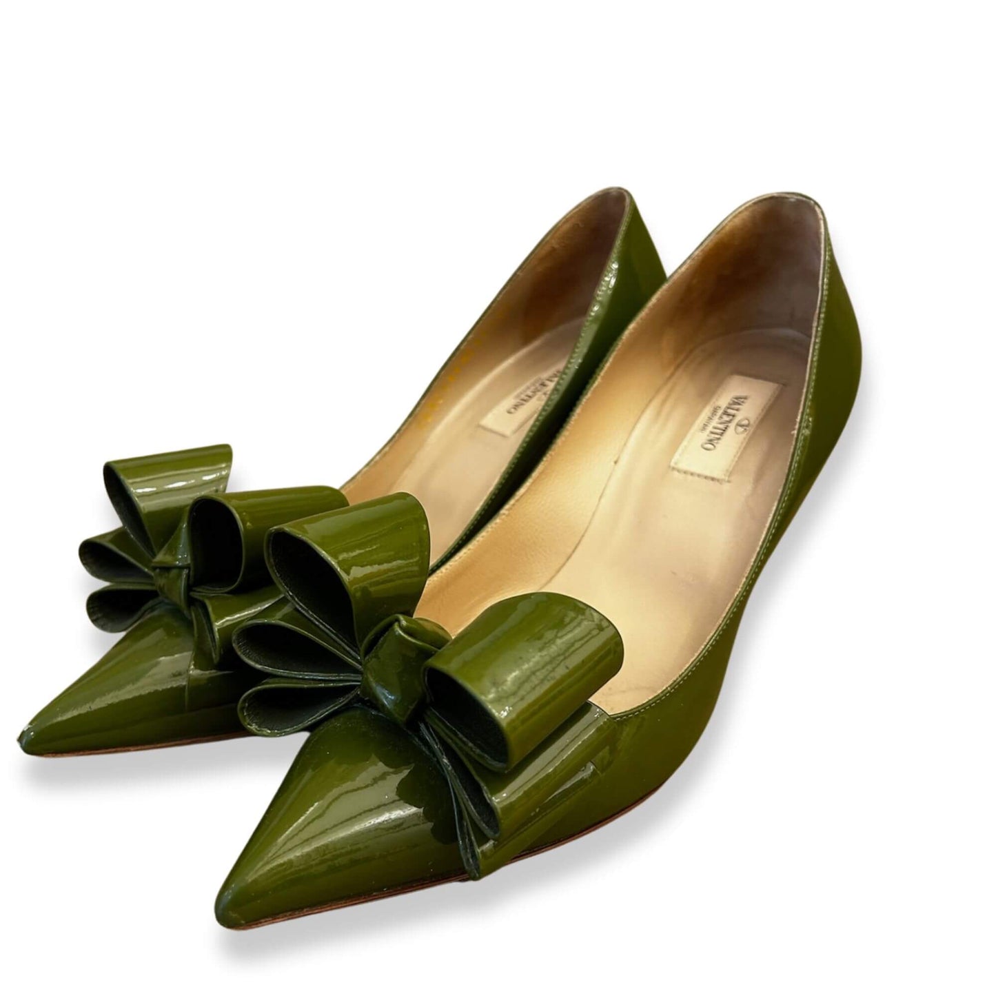 VALENTINO GREEN BOW POINTED STILETTO