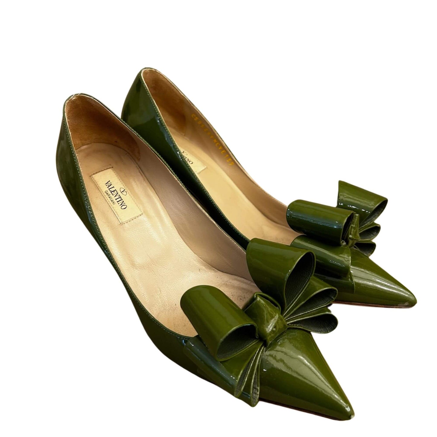 VALENTINO GREEN BOW POINTED STILETTO