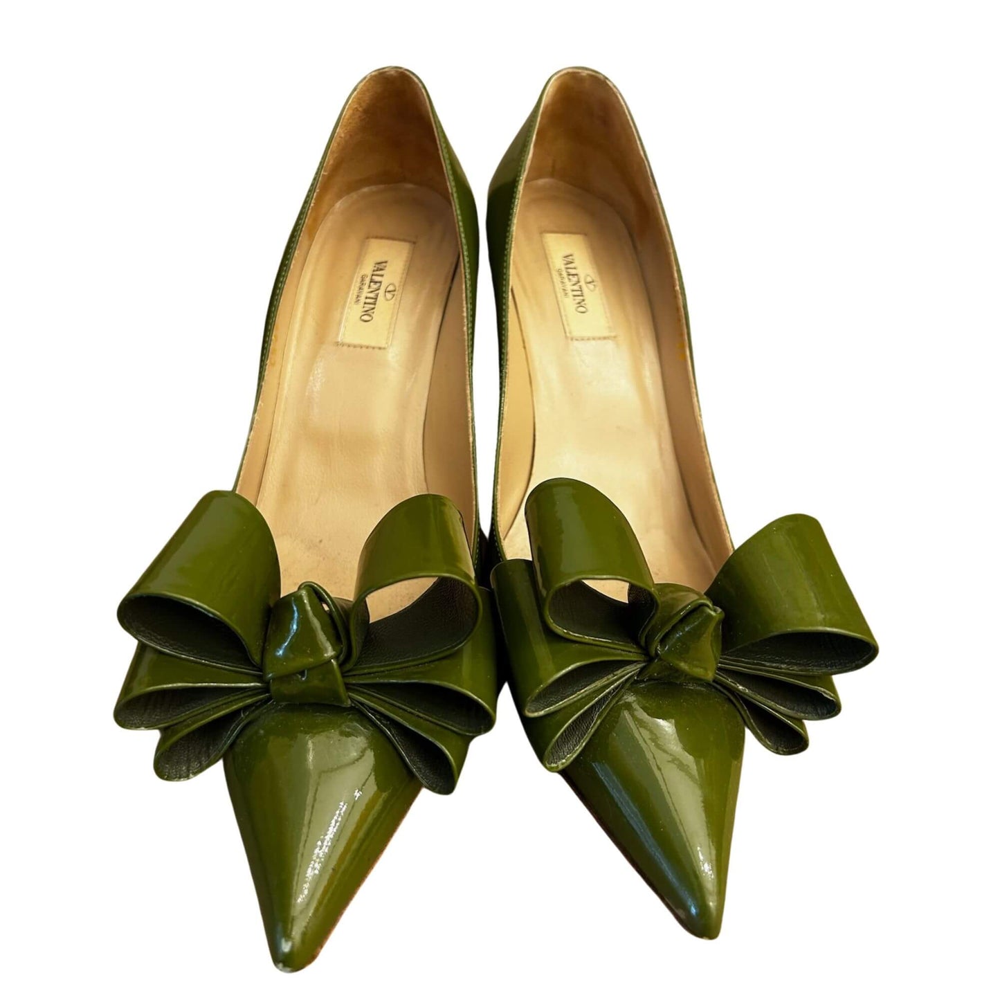 VALENTINO GREEN BOW POINTED STILETTO