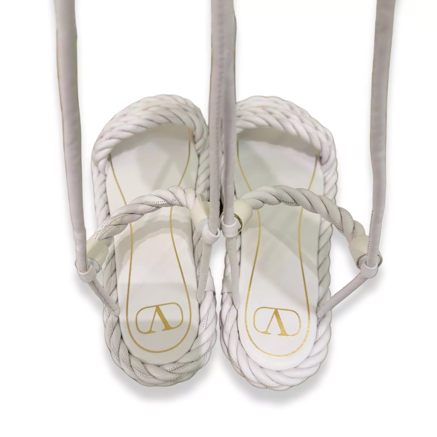 VALENTINO WHITE LEATHER ROMAN SANDALS