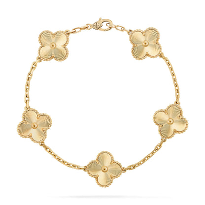 VAN CLEEF & ARPELS GOLD VINTAGE ALHAMBRA 5 MOTIFS BRACELET