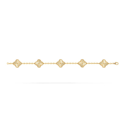 VAN CLEEF & ARPELS GOLD VINTAGE ALHAMBRA 5 MOTIFS BRACELET